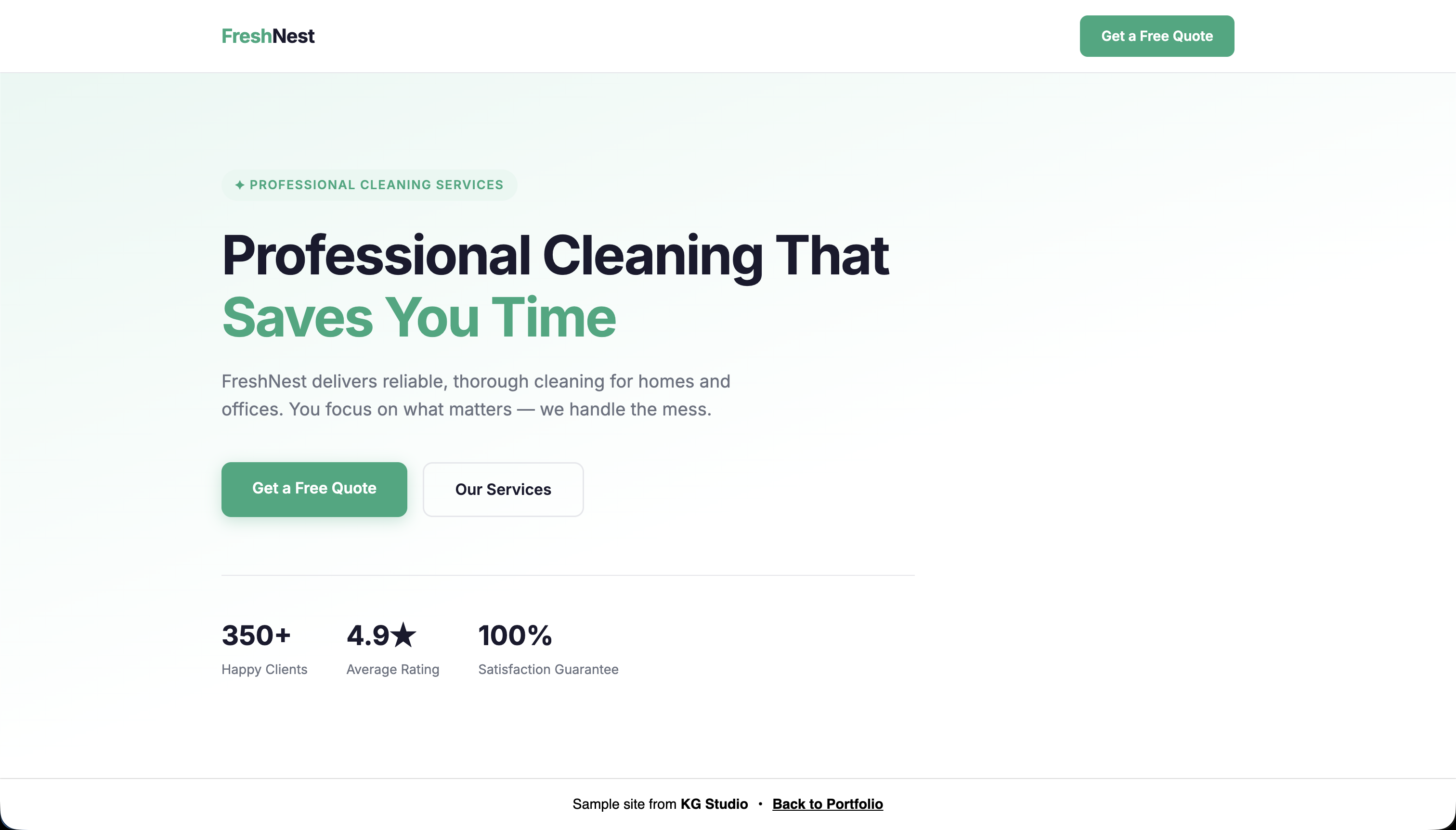 FreshNest Cleaning website preview