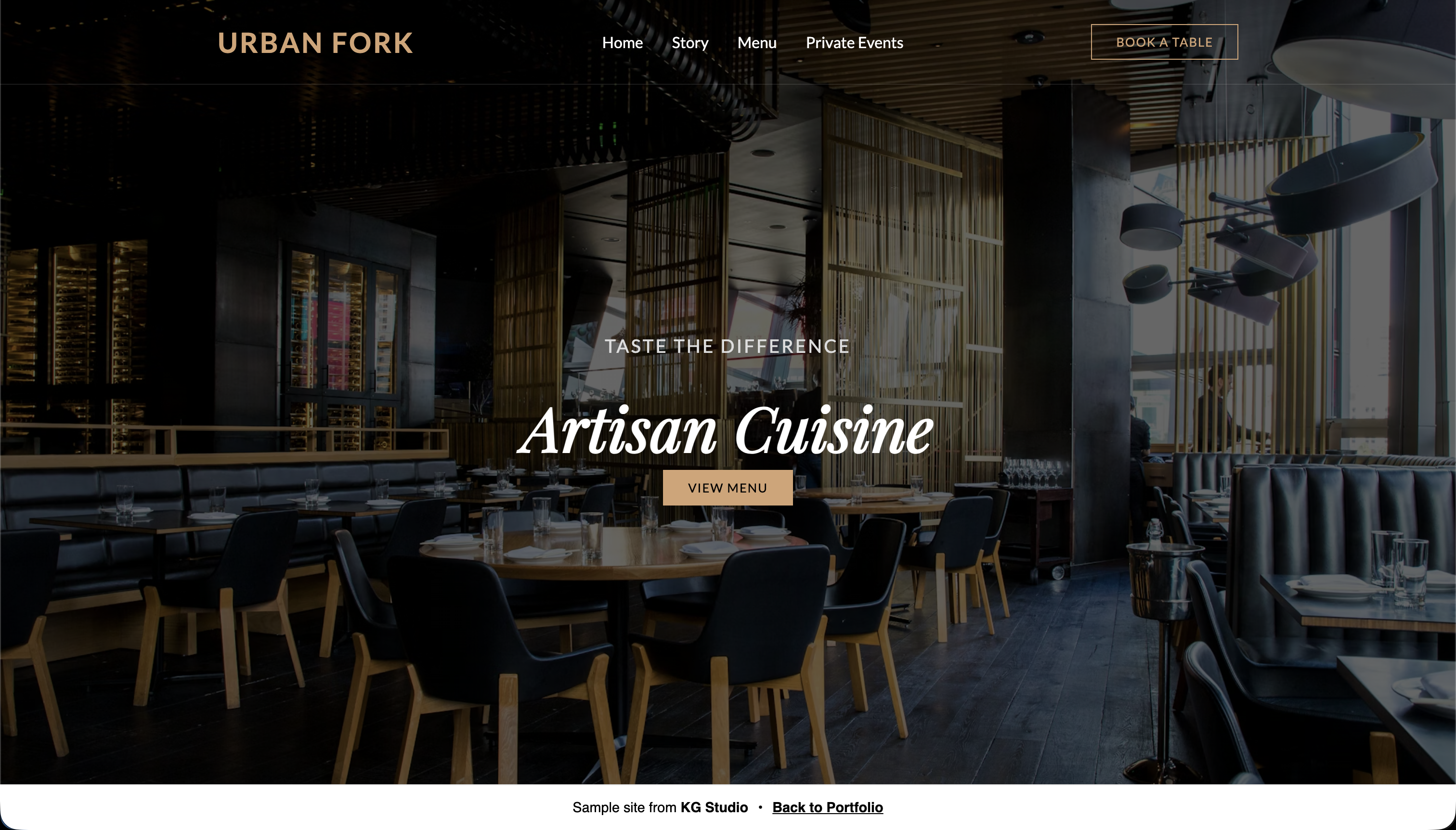 Urban Fork Restaurant website by KG Studio – modern booking platform